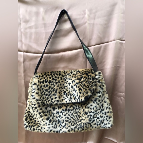 Vintage Cheetah Print faux fur shoulder bag - Picture 2 of 6